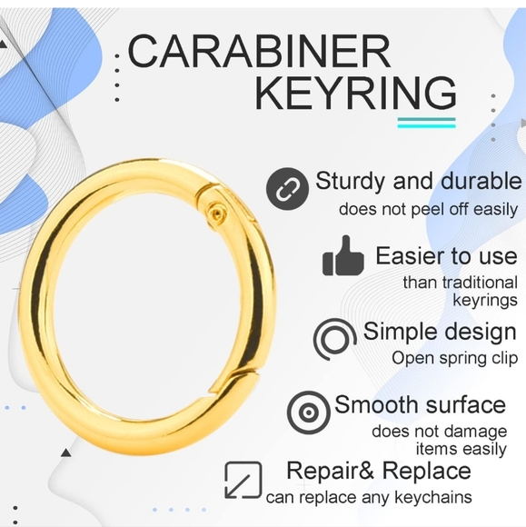NEW 2 Pack Gold round carabiner snap clip - Picture 6 of 7